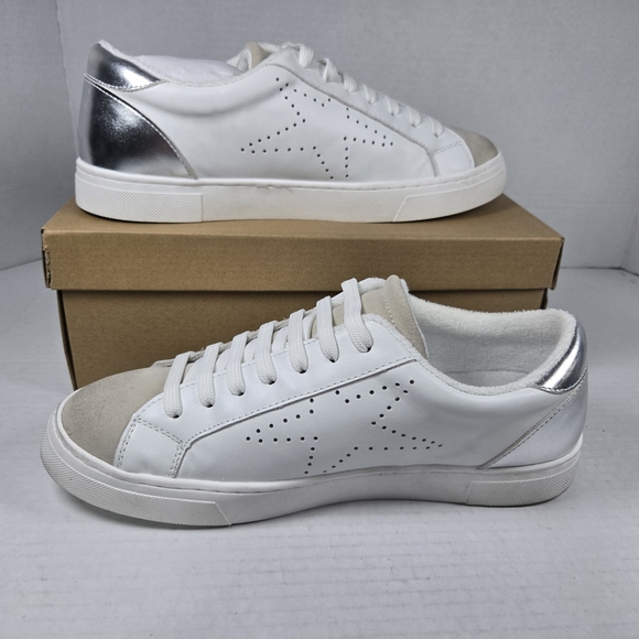 Steve Madden Rezume White and Silver Star Sneakers with Suede  Size Women's 10 - Picture 2 of 11